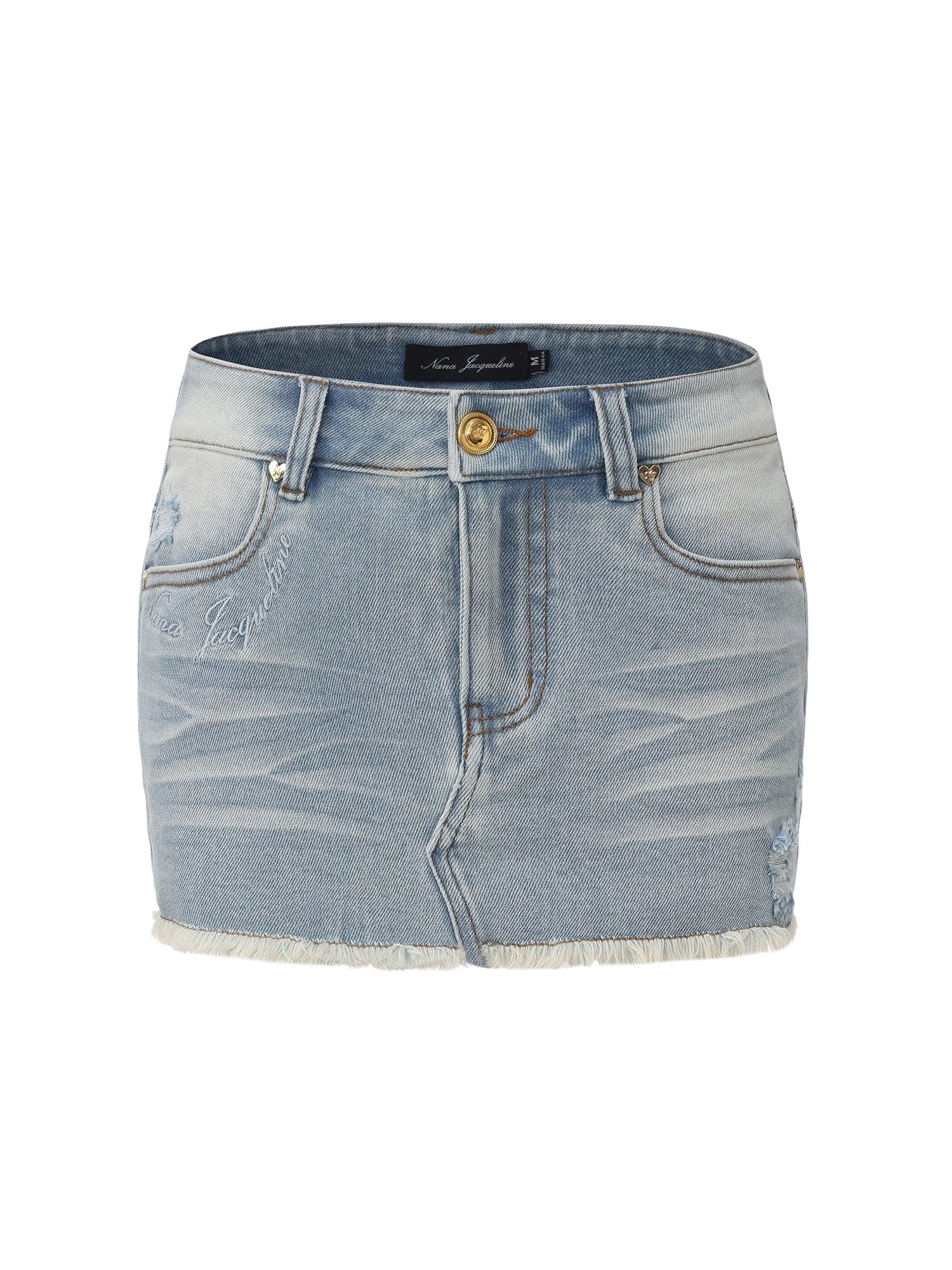 Lexi Low-Rise Light Blue Denim Mini Skirt Product Image