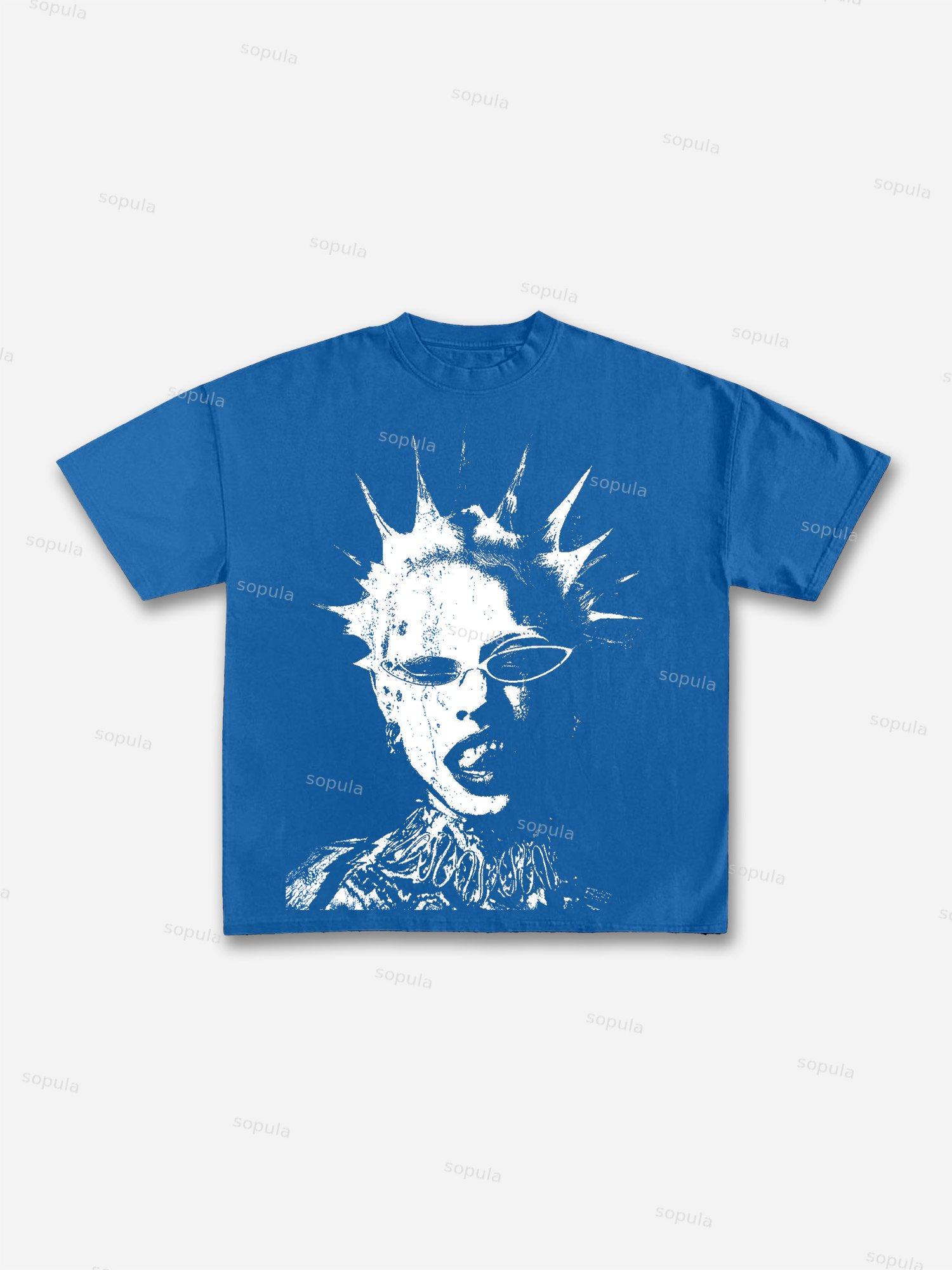 Abstract Portrait Print Cotton T-shirt Product Image