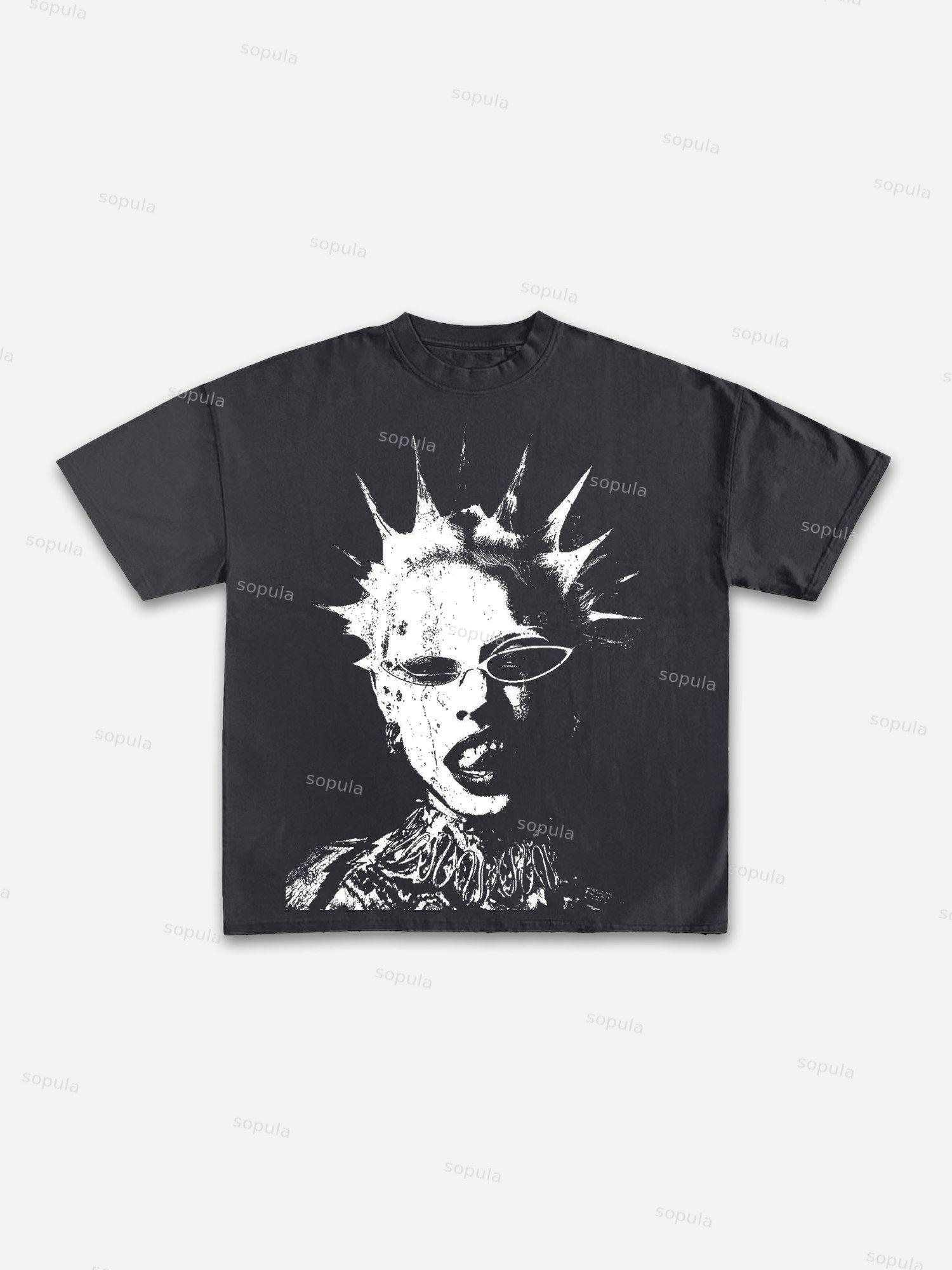 Abstract Portrait Print Cotton T-shirt Product Image