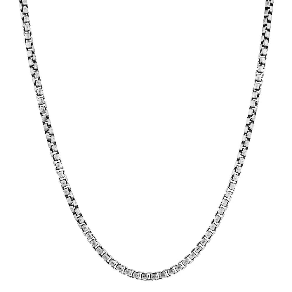 Men's Menster Sterling Silver Oxidized 3 mm Box Necklace, Size: 20", Oxidized Sterling Product Image