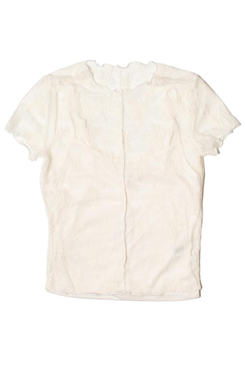 Floral Lace Mesh Tee With Cami Product Image