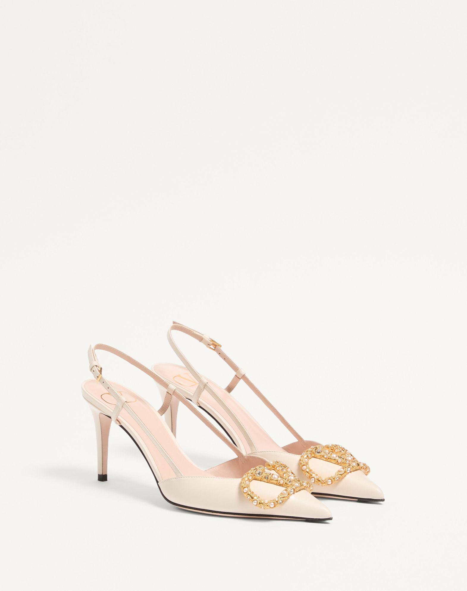 Vlogo Signature Slingback Calfskin Pump With Jewel Logo 80Mm Product Image