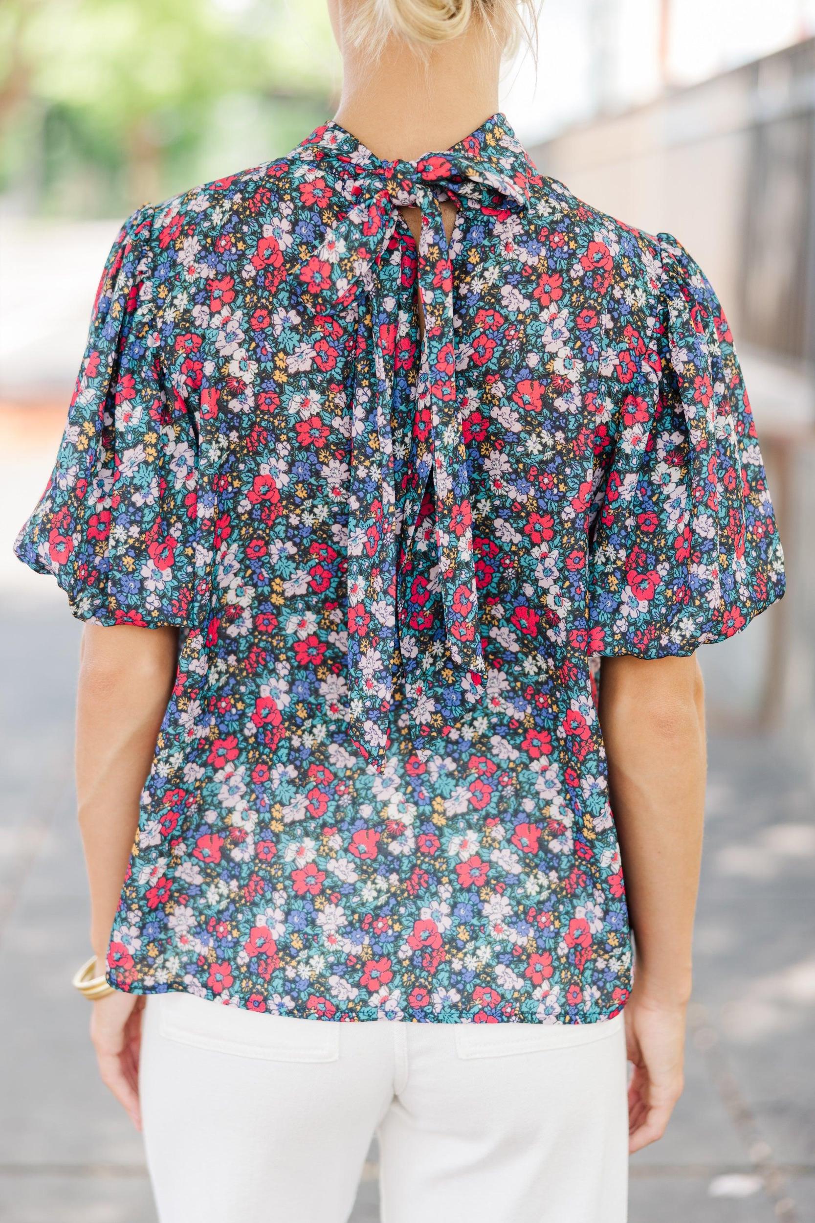 Can't Let You Go Black Floral Blouse Female Product Image