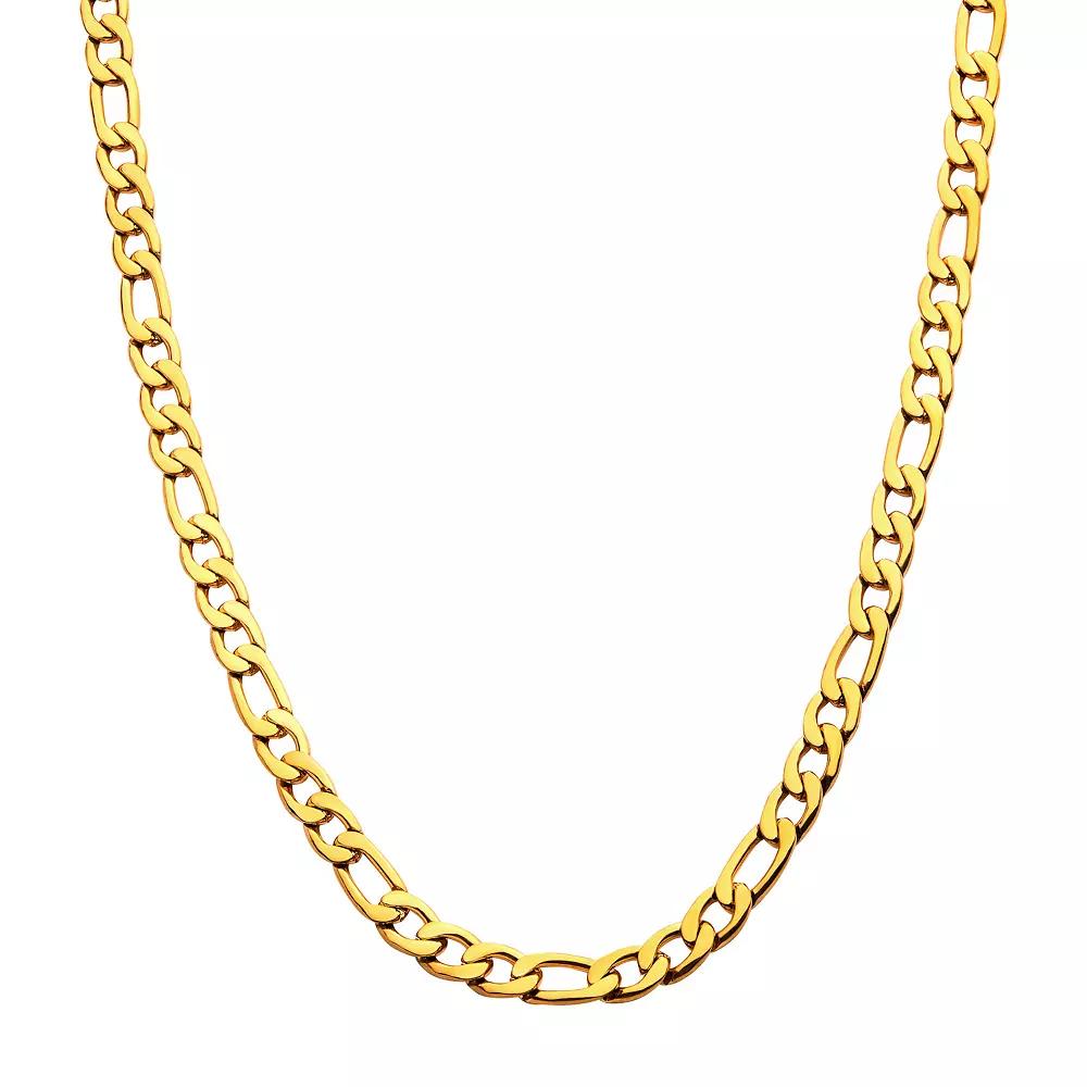 18k Gold Over Stainless Steel 6 mm Figaro Chain Necklace, Men's, Size: 26", Gold Tone 6mm Product Image