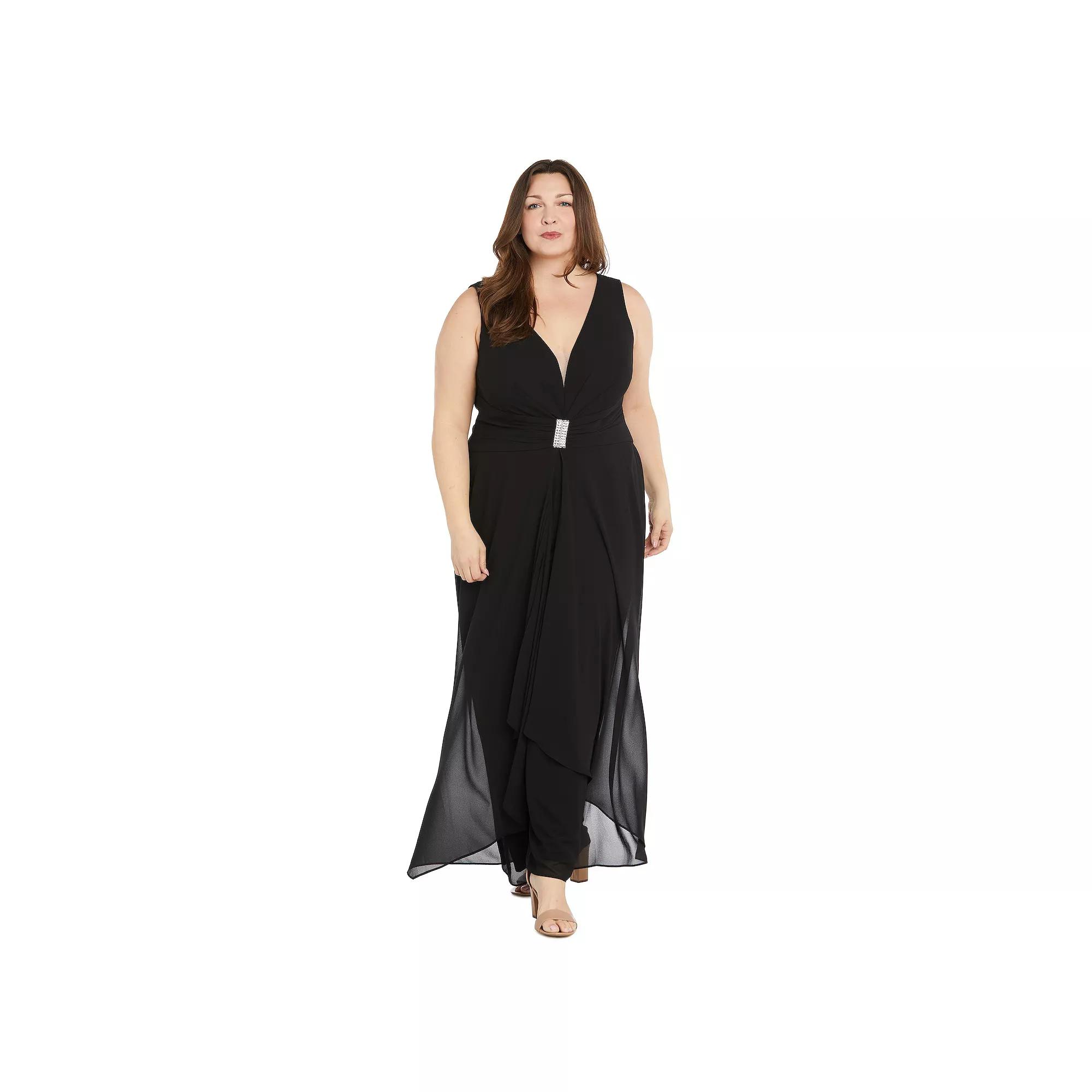 Plus Size R&M Richards Flyaway Sleeveless Jumpsuit, Women's, Size: 20 W, Black Product Image