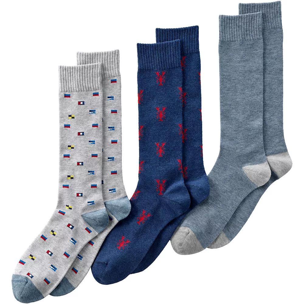 Men's Lands' End 3-Pack Novelty Dress Socks, Fish Pack Product Image