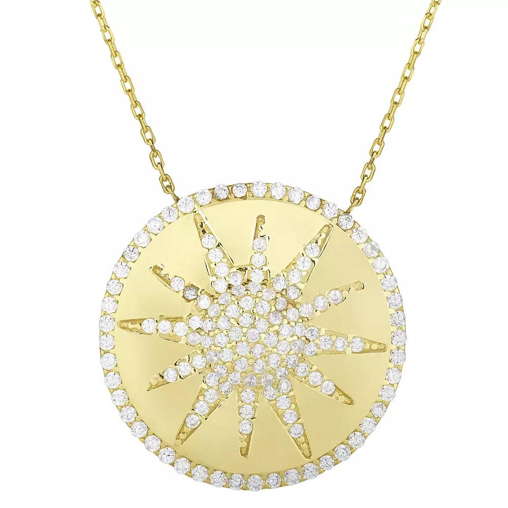 Sunkissed Sterling 14k Gold Over Silver Cubic Zirconia Pendant Necklace, Women's, Size: 18", Gold Tone Product Image