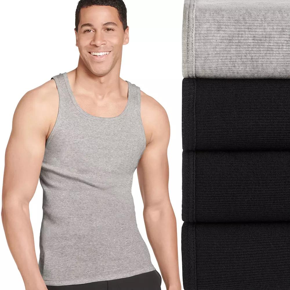 Men's Jockey® 4-Pack Fitted Cotton A-Shirt Tank Undershirt,  Product Image