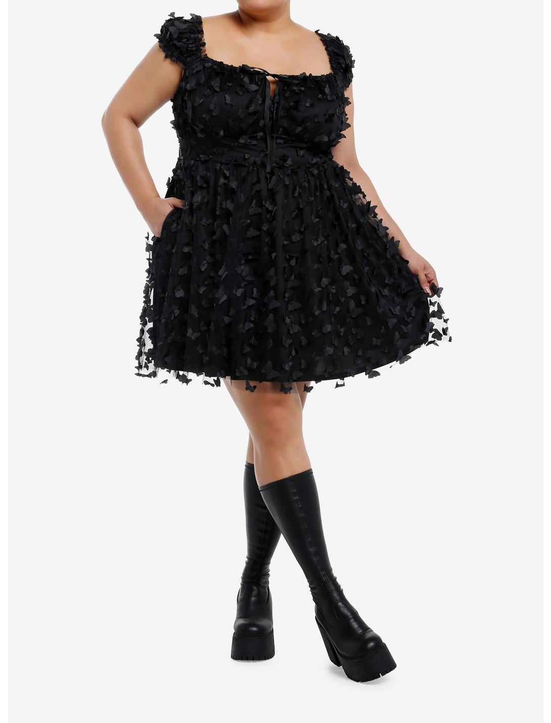 Cosmic Aura Black 3D Butterfly Babydoll Dress Plus Size Product Image