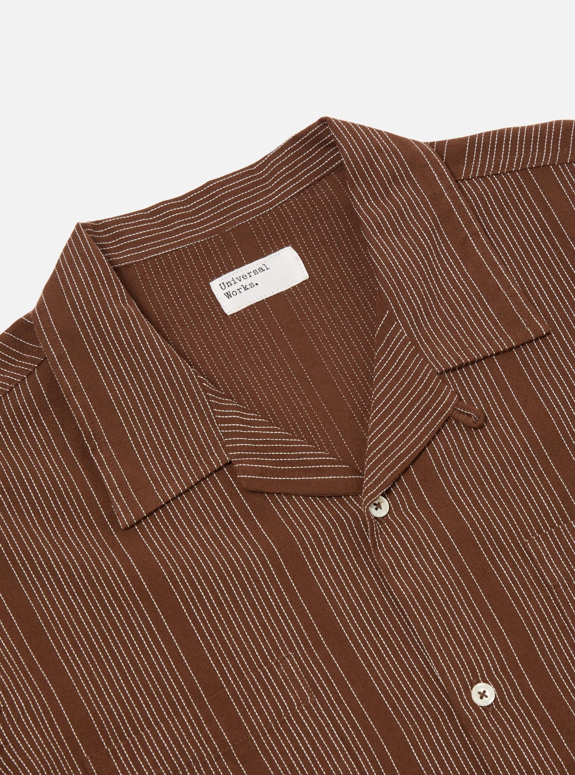 Universal Works Sal Road Shirt in Brown Kantha Stripe Product Image