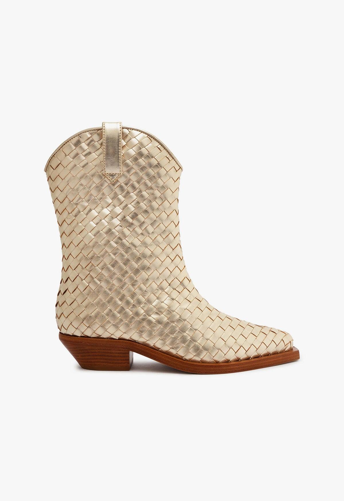 Cicera Woven Metallic Leather Bootie Female Product Image