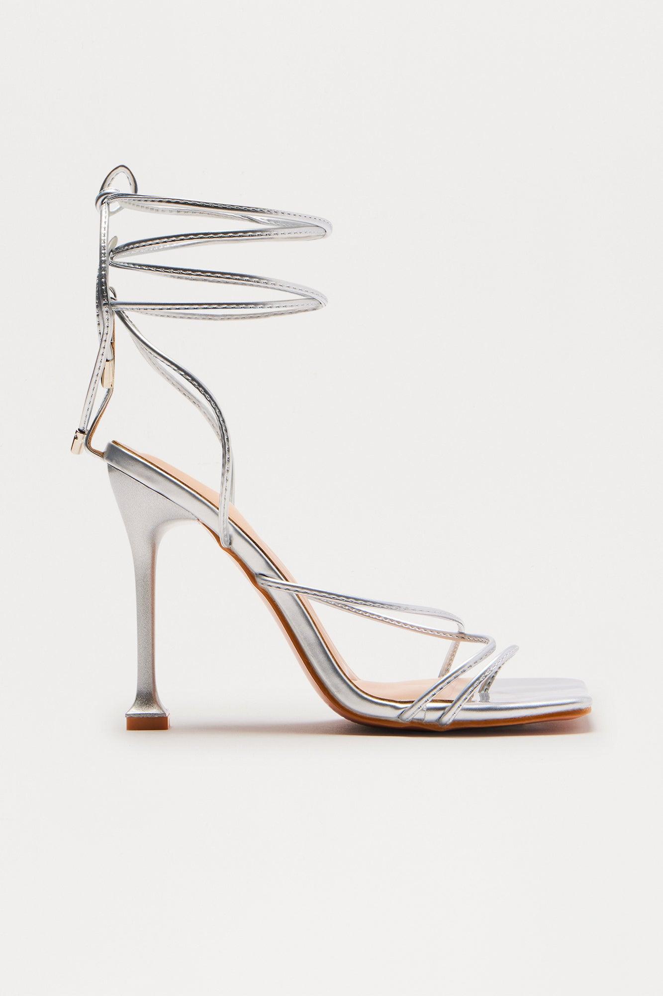 Audi Wrap Up Stiletto Heels - Silver Female Product Image