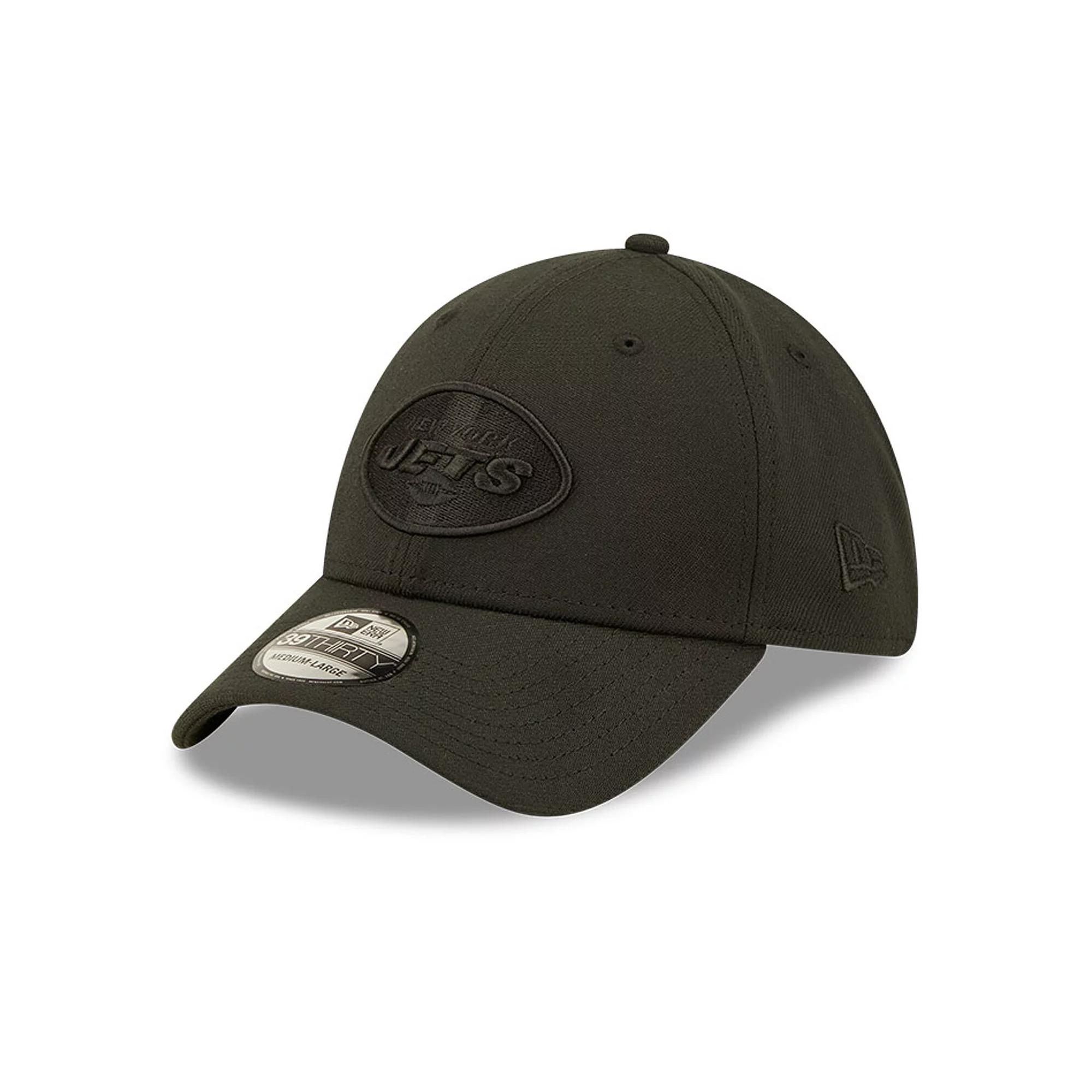 Men's New Era New York Jets Black On Black 39THIRTY Flex Hat,  Product Image