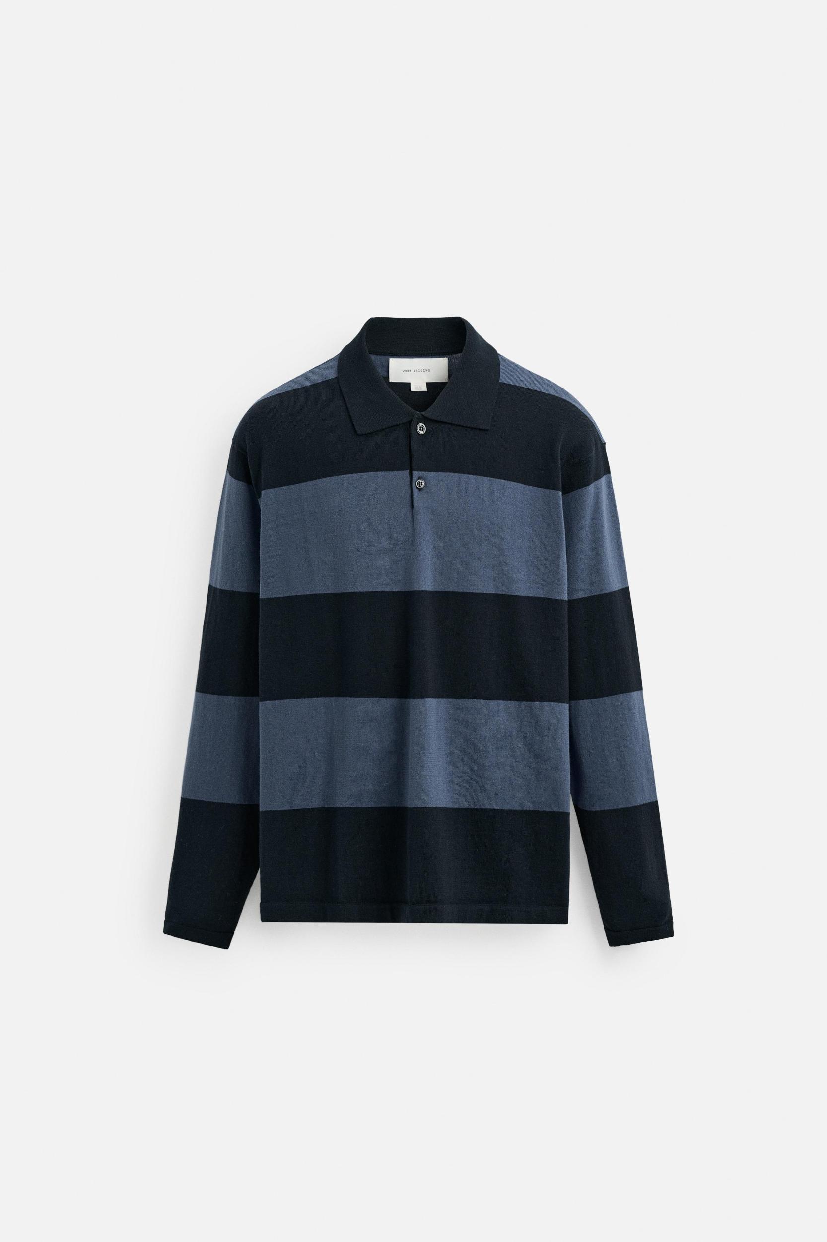 STRIPED KNIT POLO Product Image