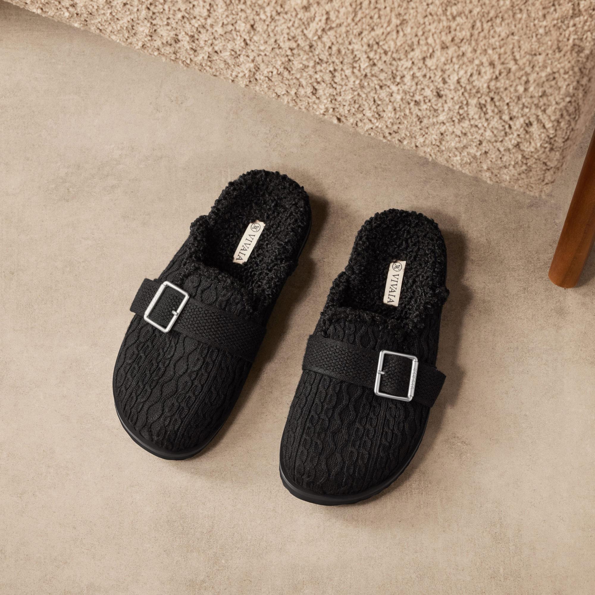 Round-Toe Wool Slippers (Hazel) Product Image