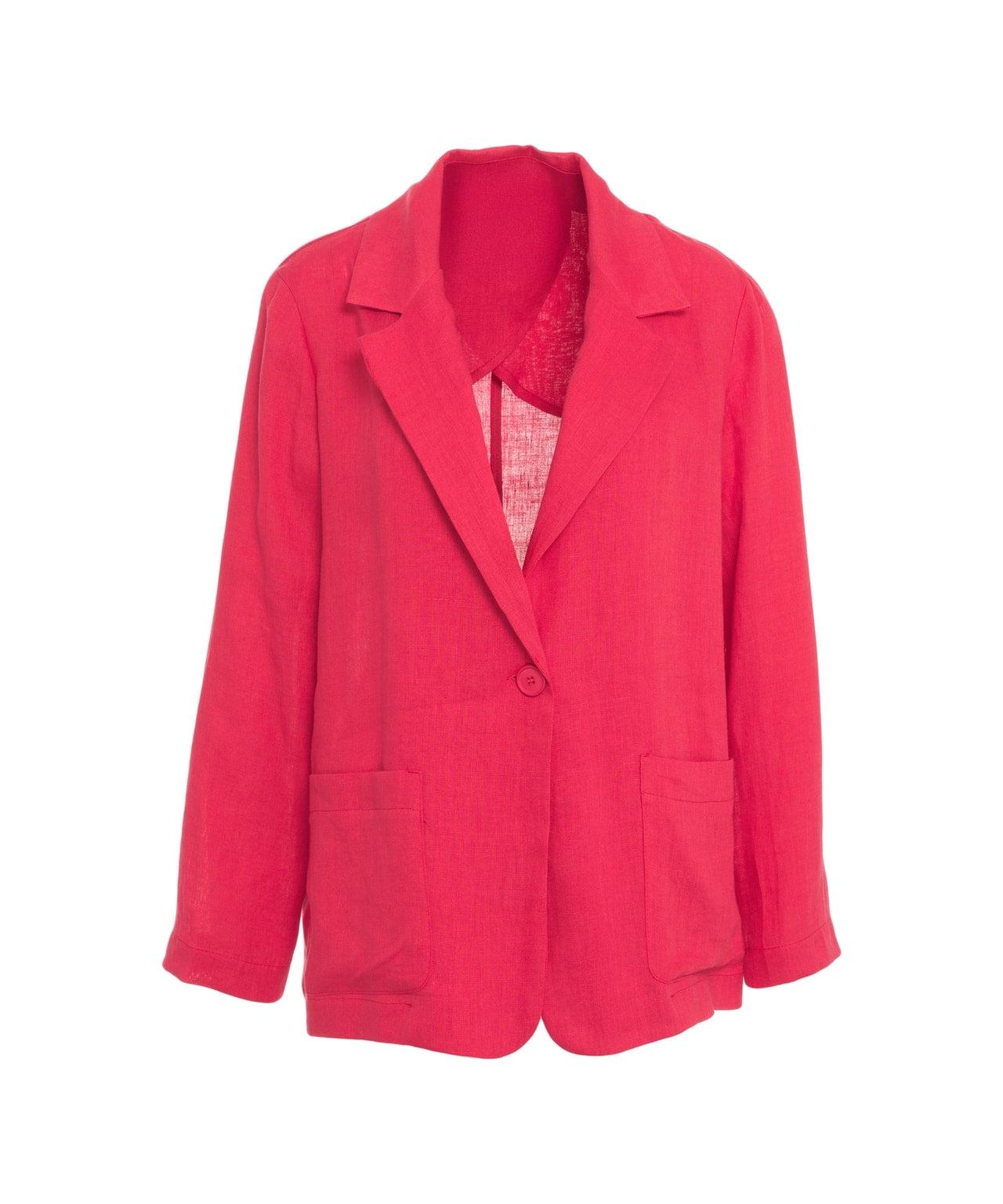 Single-breasted linen blazer Product Image