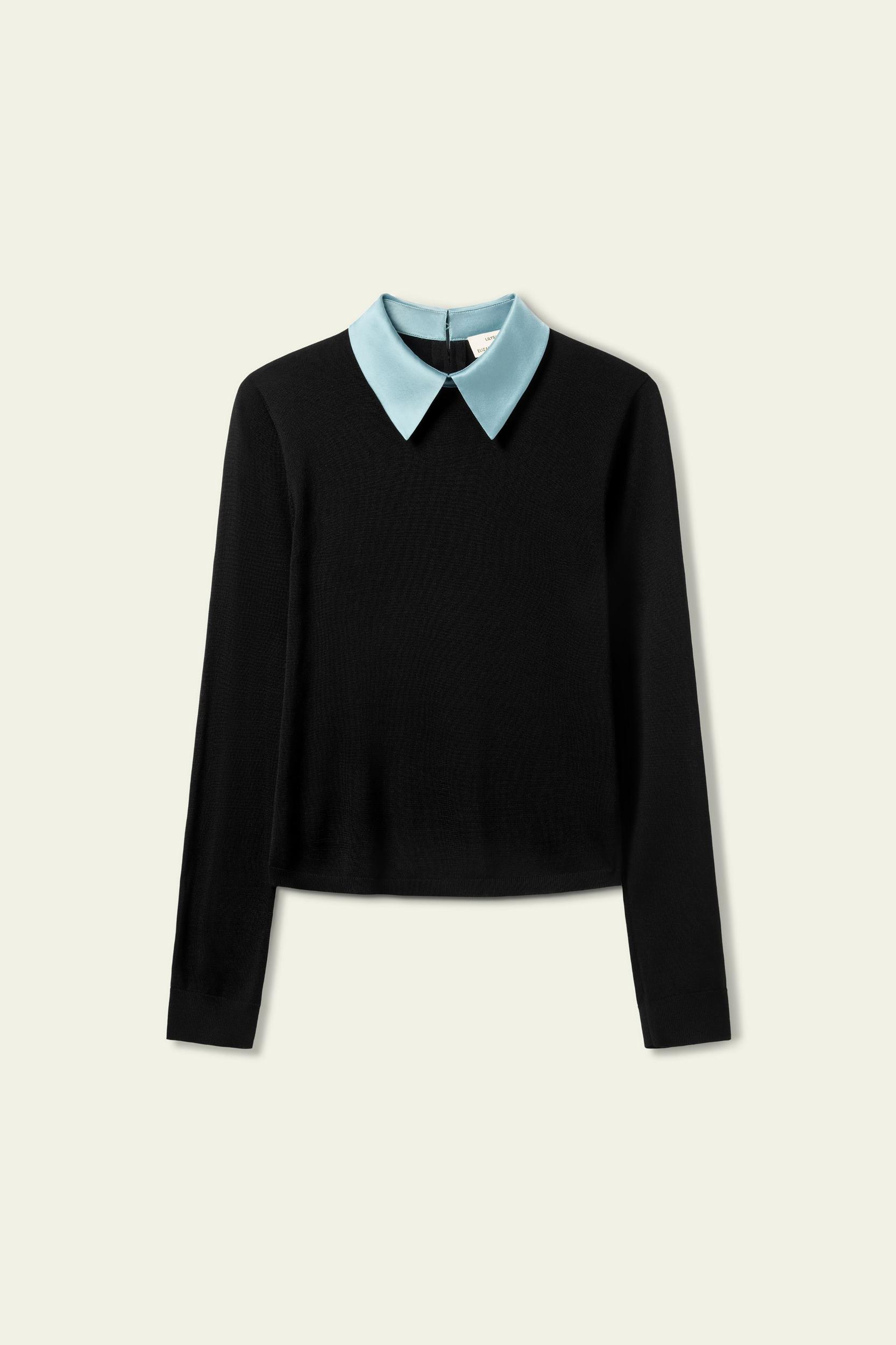 LSxES Elitist Silk Knitted Top with Collar Product Image