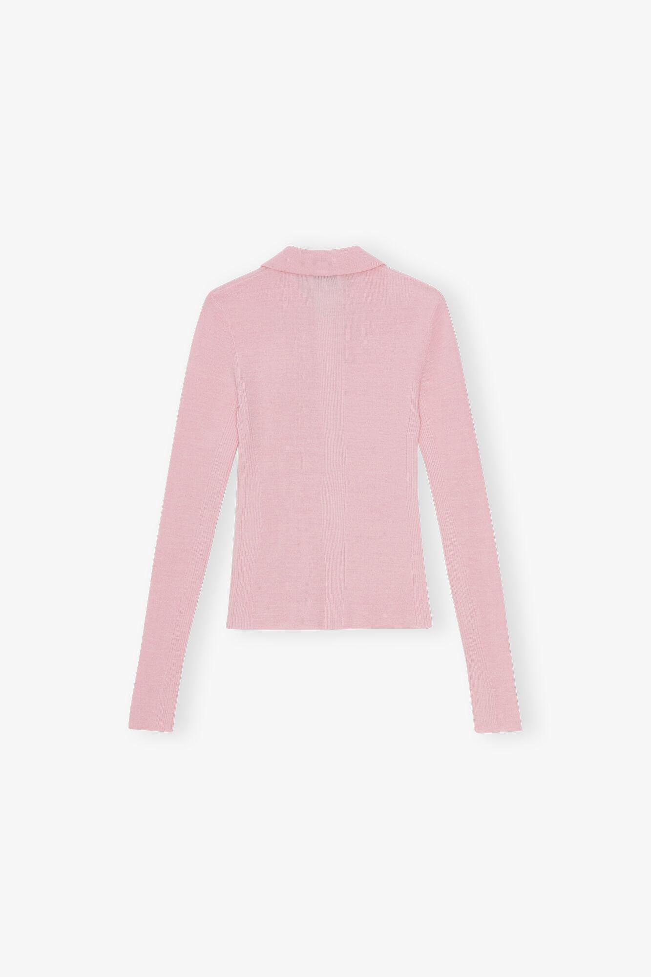 Pink Knitted Polo Shirt Product Image