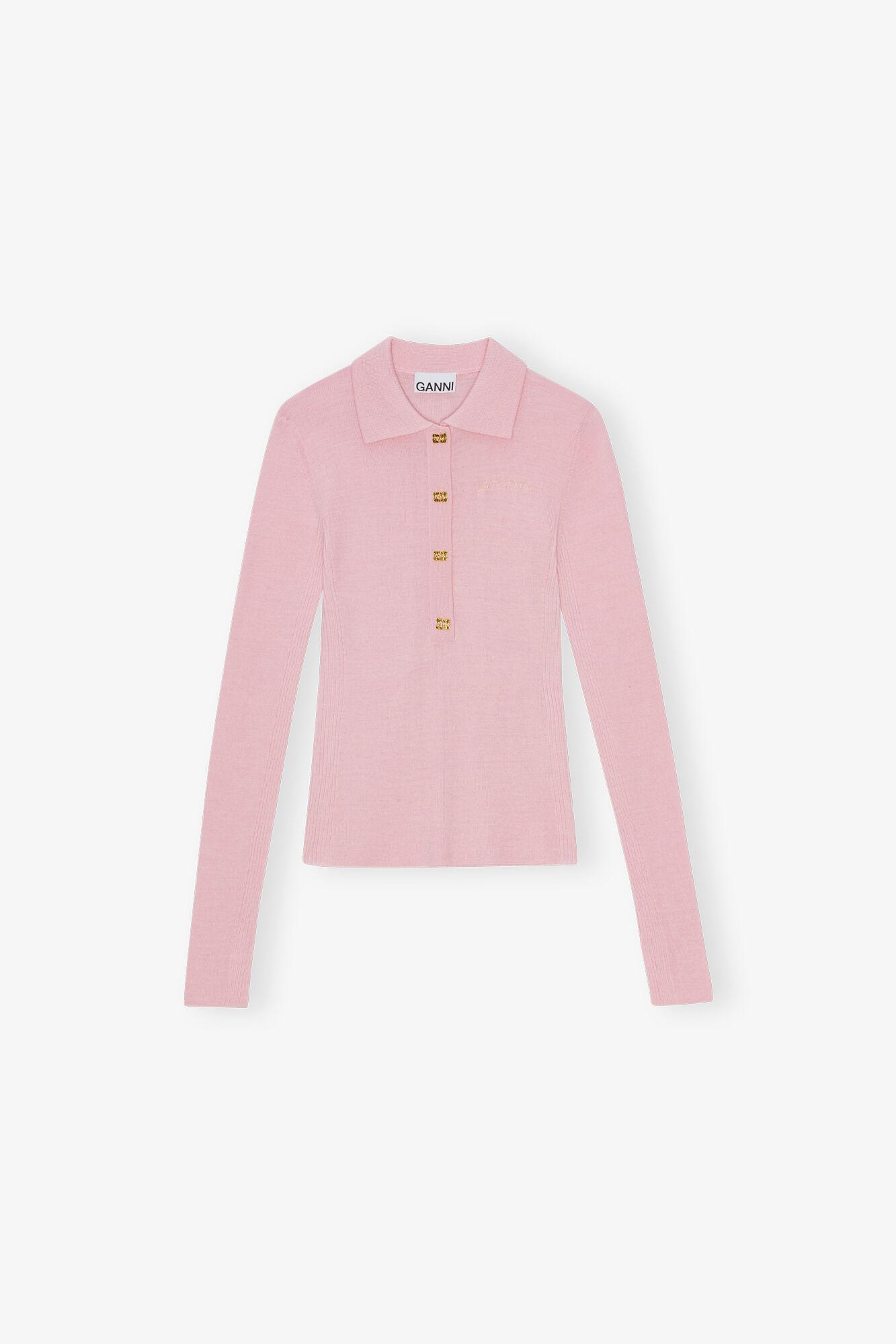 Pink Knitted Polo Shirt Product Image