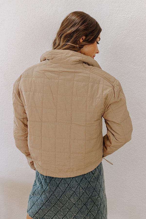 Crisp Leaves Puffer Jacket in Warm Taupe Product Image