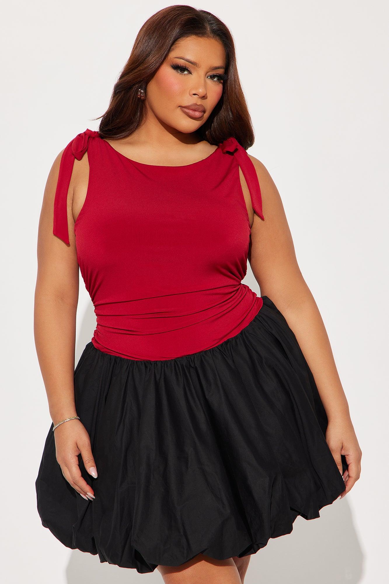Hopeless Romantic Bubble Mini Dress - Red Product Image