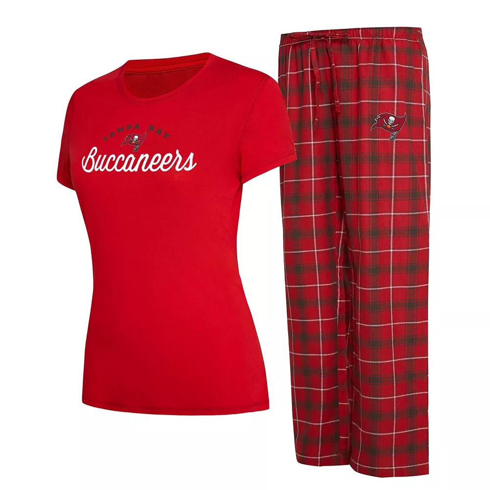 Women's Concepts Sport Red/Pewter Tampa Bay Buccaneers Arctic T-Shirt & Flannel Pants Sleep Set,  Product Image