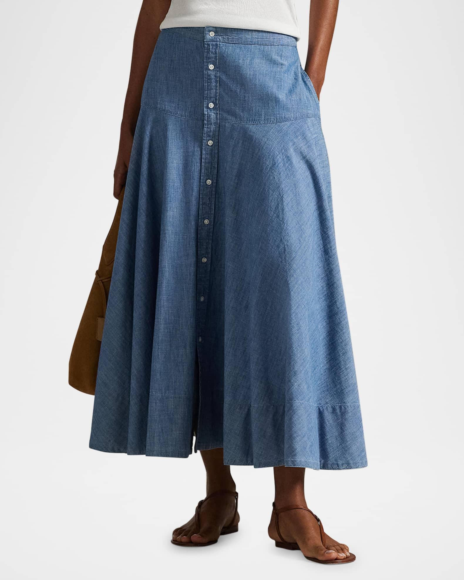 Cotton Chambray Maxi Skirt Product Image