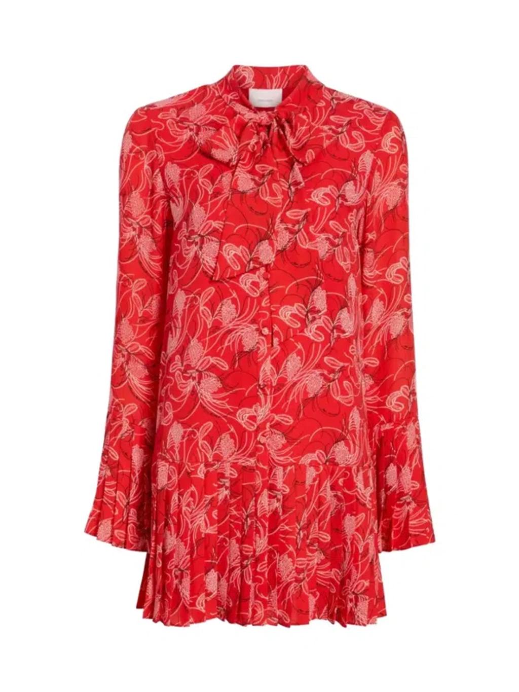 CINQ À SEPT Alinda Botanical Floral Long Sleeve Drop Waist Shirtdress In Multi Product Image