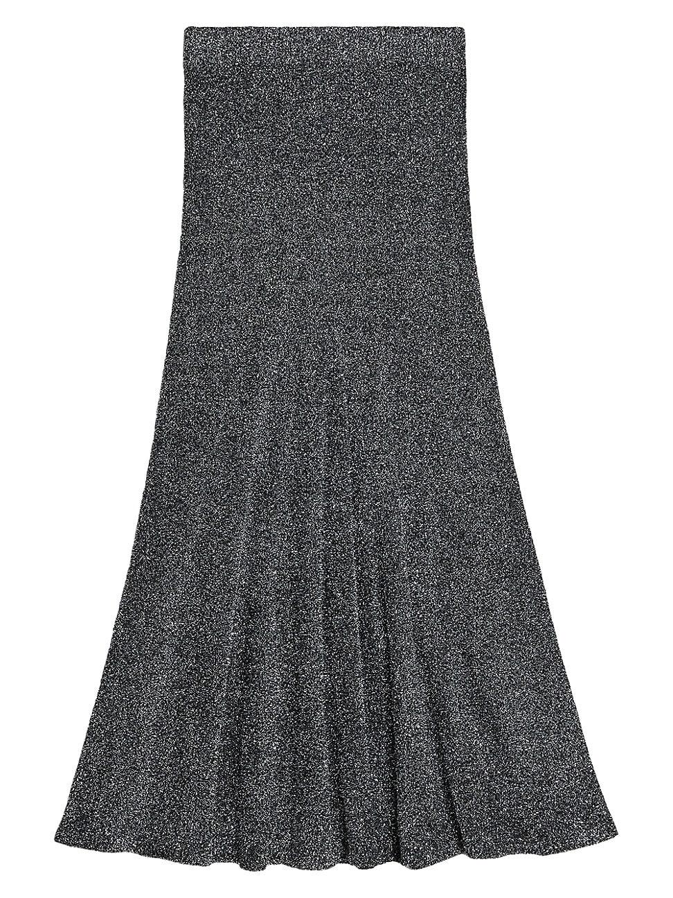 Womens Metallic Knit Maxi Skirt Product Image