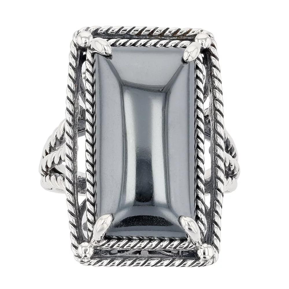 SIRI USA by TJM Sterling Silver Hematite Cushion Link Ring, Women's, Size: 6 Product Image
