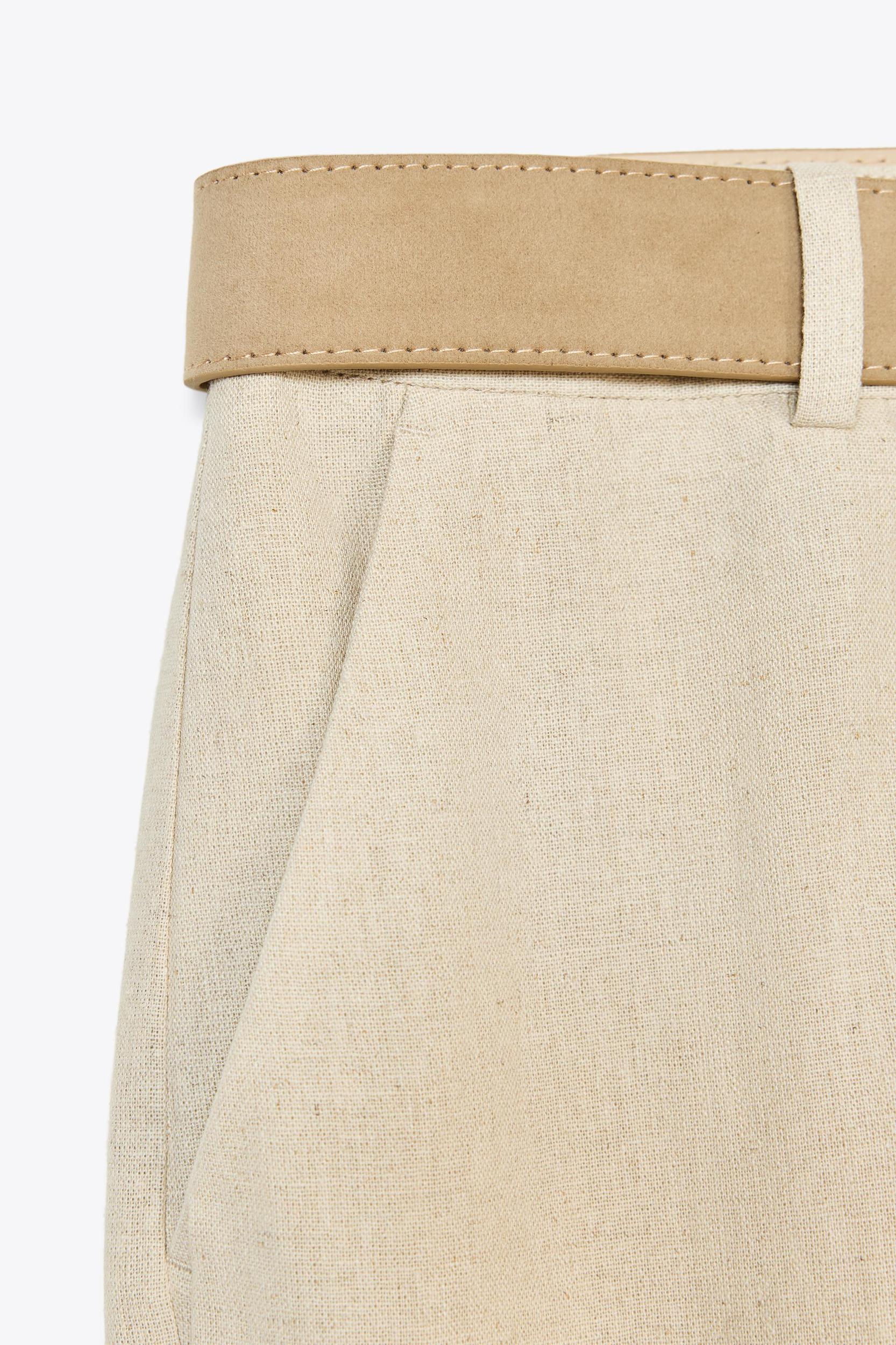 LINEN CULOTTES WITH BELT Product Image