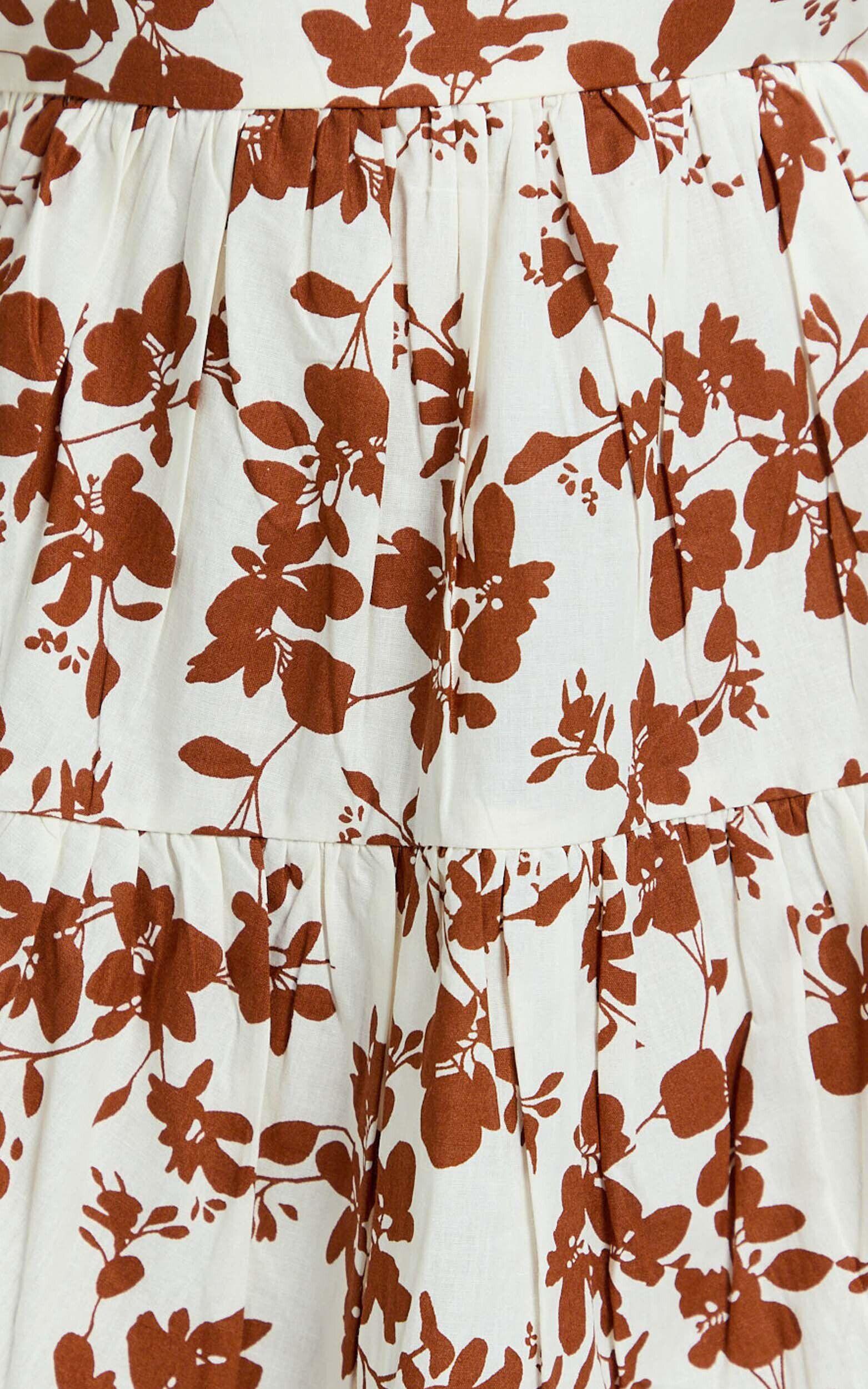 Lorelle Mini Dress - Straight Neck Tiered Dress in Shadow Floral Product Image