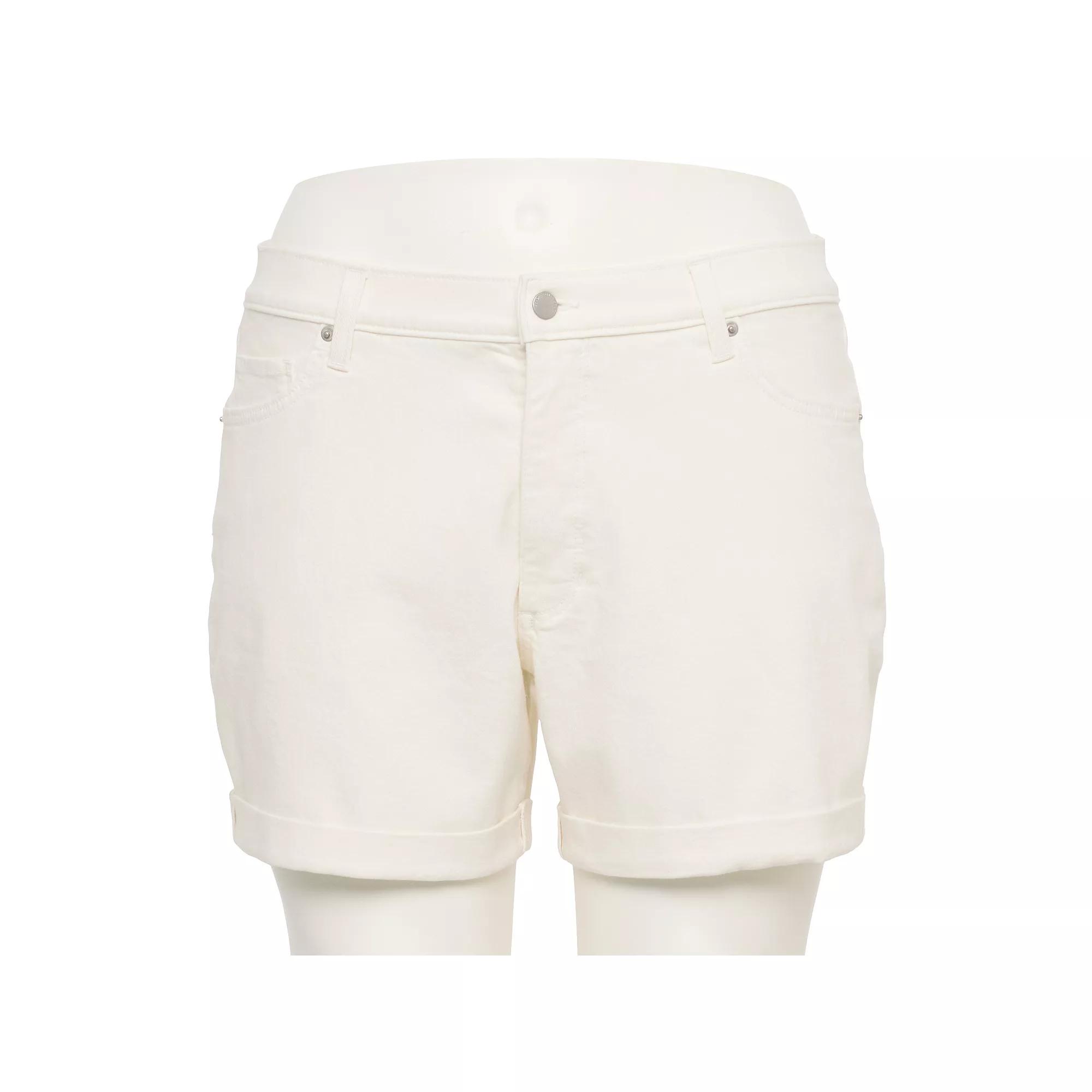 Plus Size Sonoma Goods For Life® Mid Rise Roll Cuff Denim Shorts, Women's, Size: 24 W, Vital White Product Image