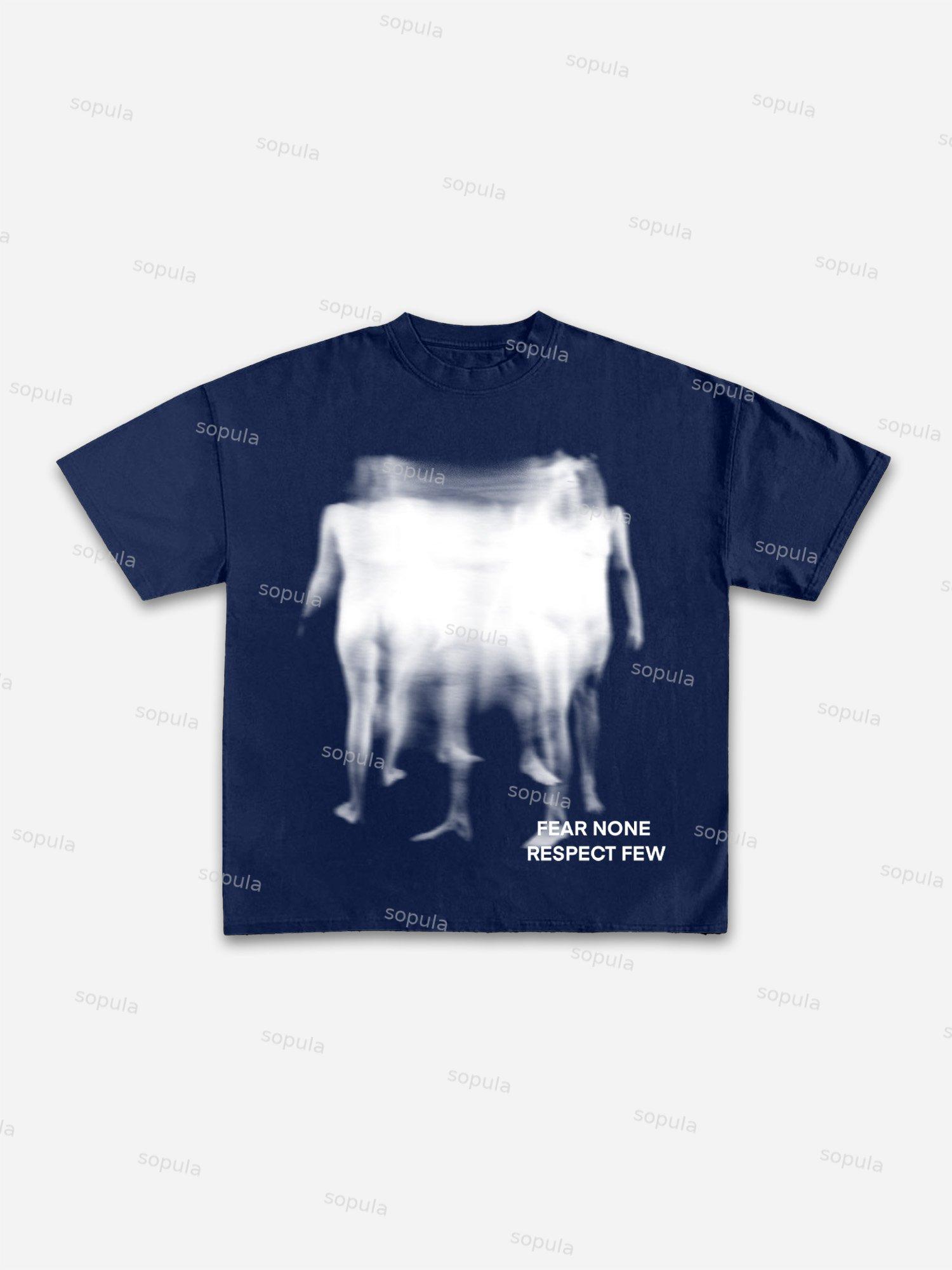 Fear None, Respect Few Abstract Fuzzy Shadow Graphic Cotton T-shirt Product Image