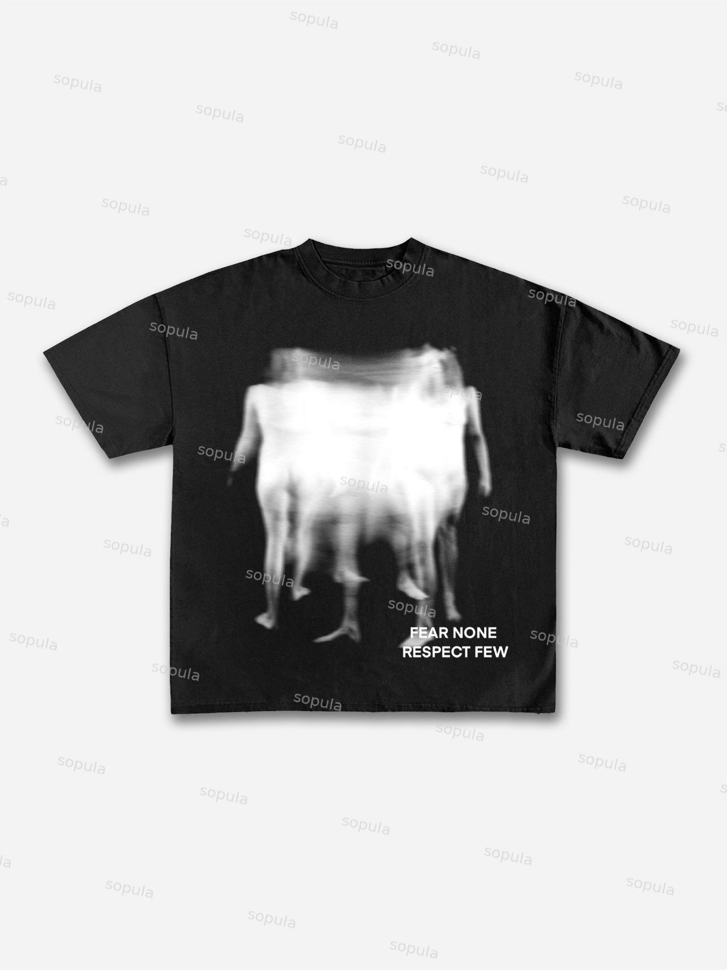 Fear None, Respect Few Abstract Fuzzy Shadow Graphic Cotton T-shirt Product Image