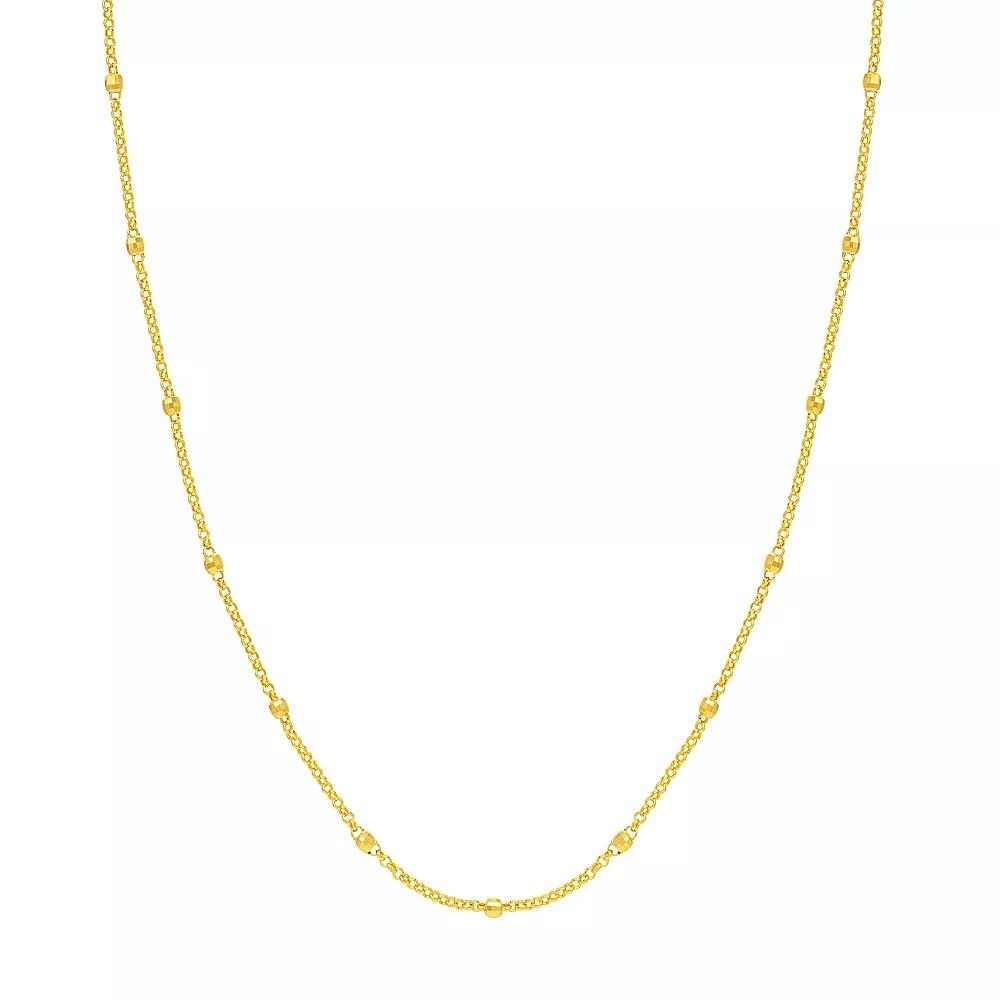 14k Gold Textured Bead Station Necklace, Women's, Size: 18" Product Image