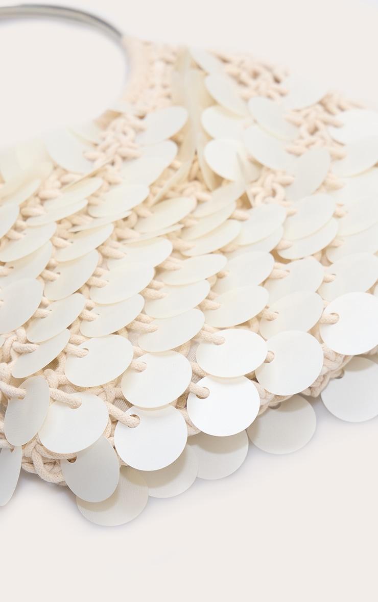 Cream Raffia Matte Sequin Handbag Product Image