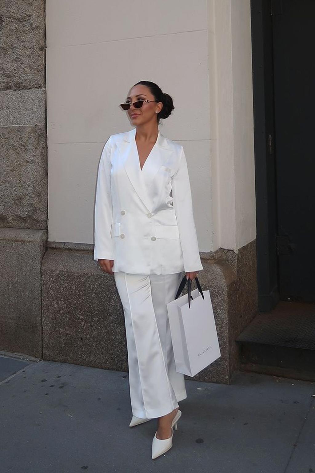 Madison White Satin Blazer Product Image