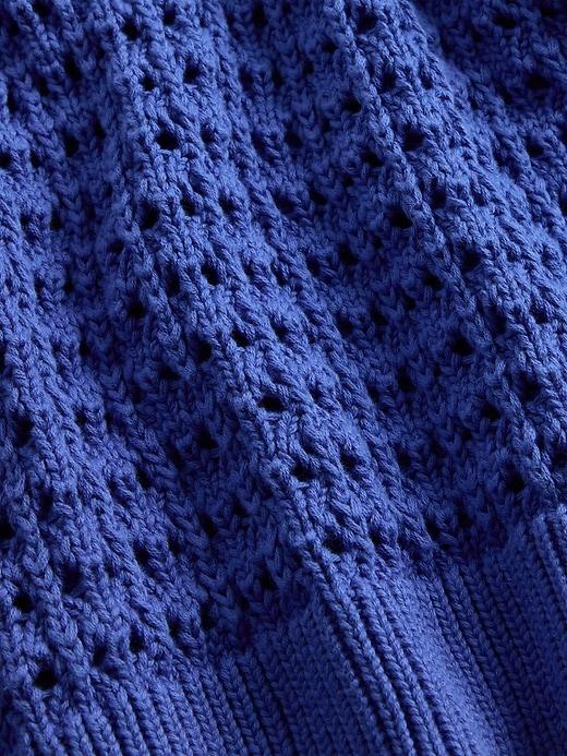 100% Cotton Crochet Crewneck Sweater Product Image