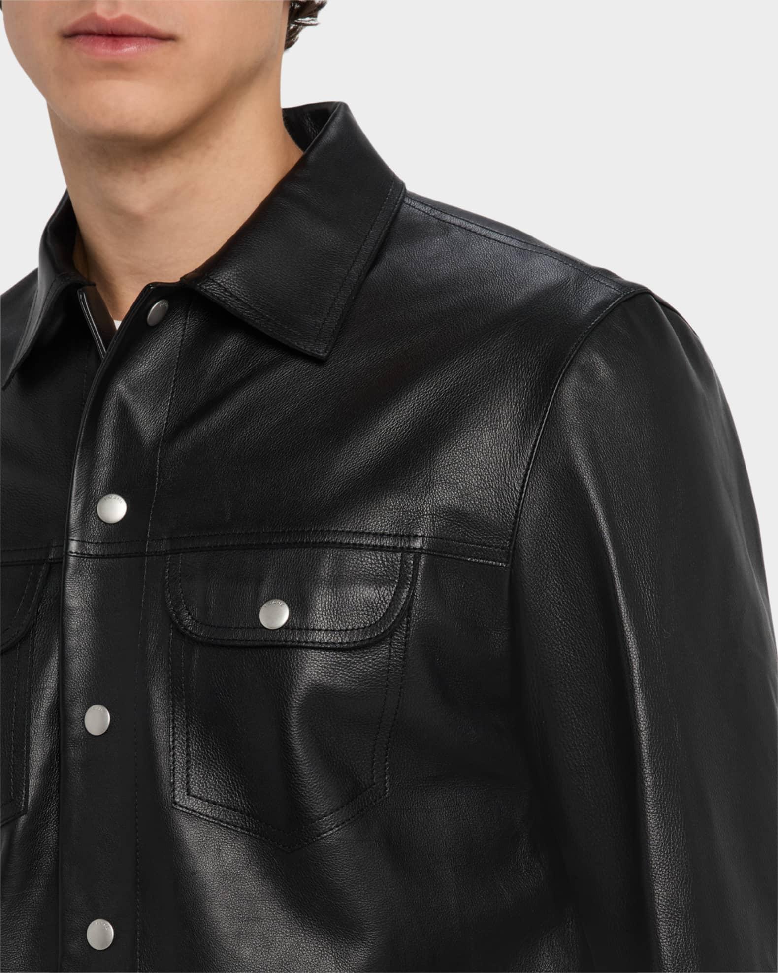 Men's Leather Trucker Jacket Product Image