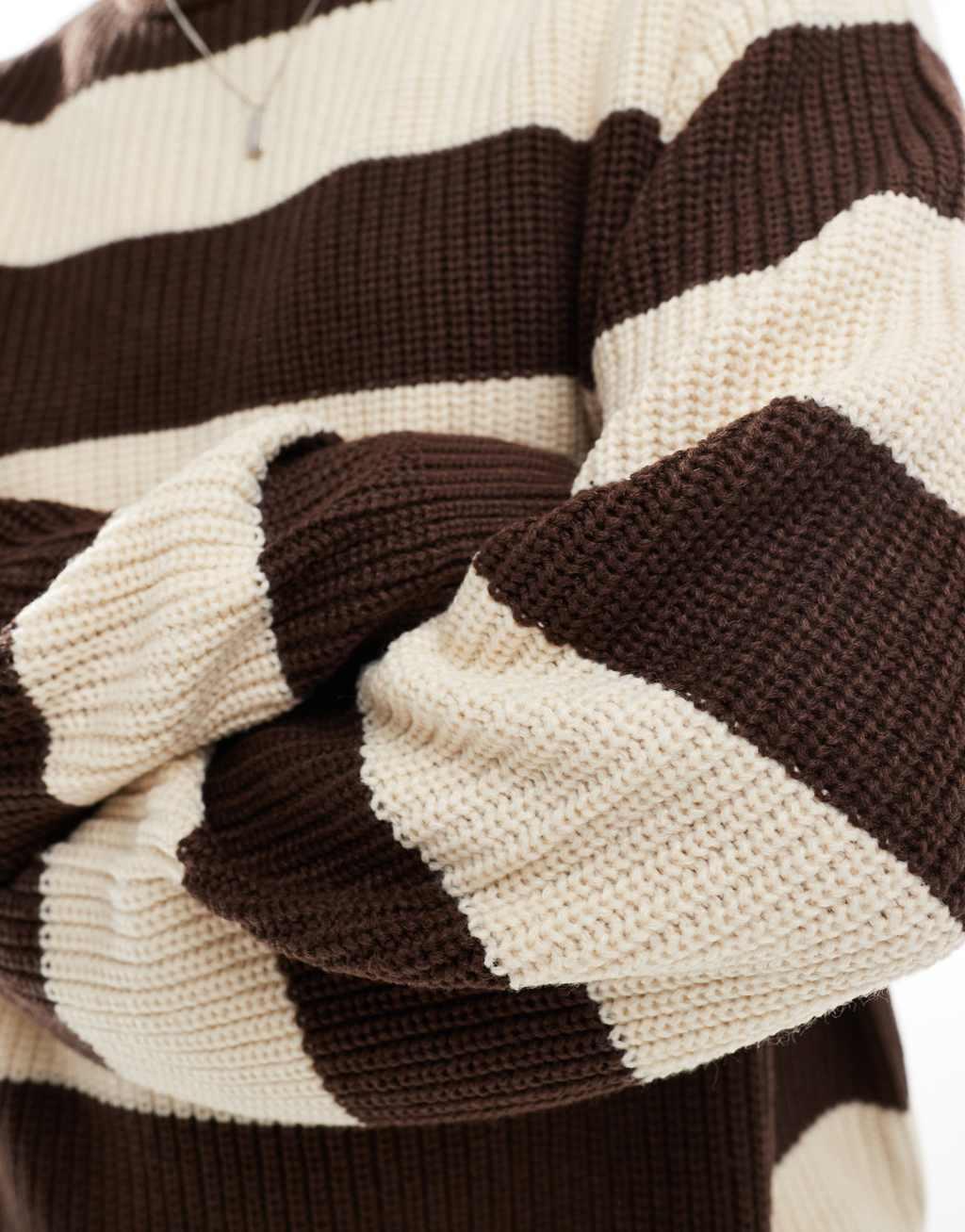 ASOS DESIGN oversized knit sweater brown stripe Product Image