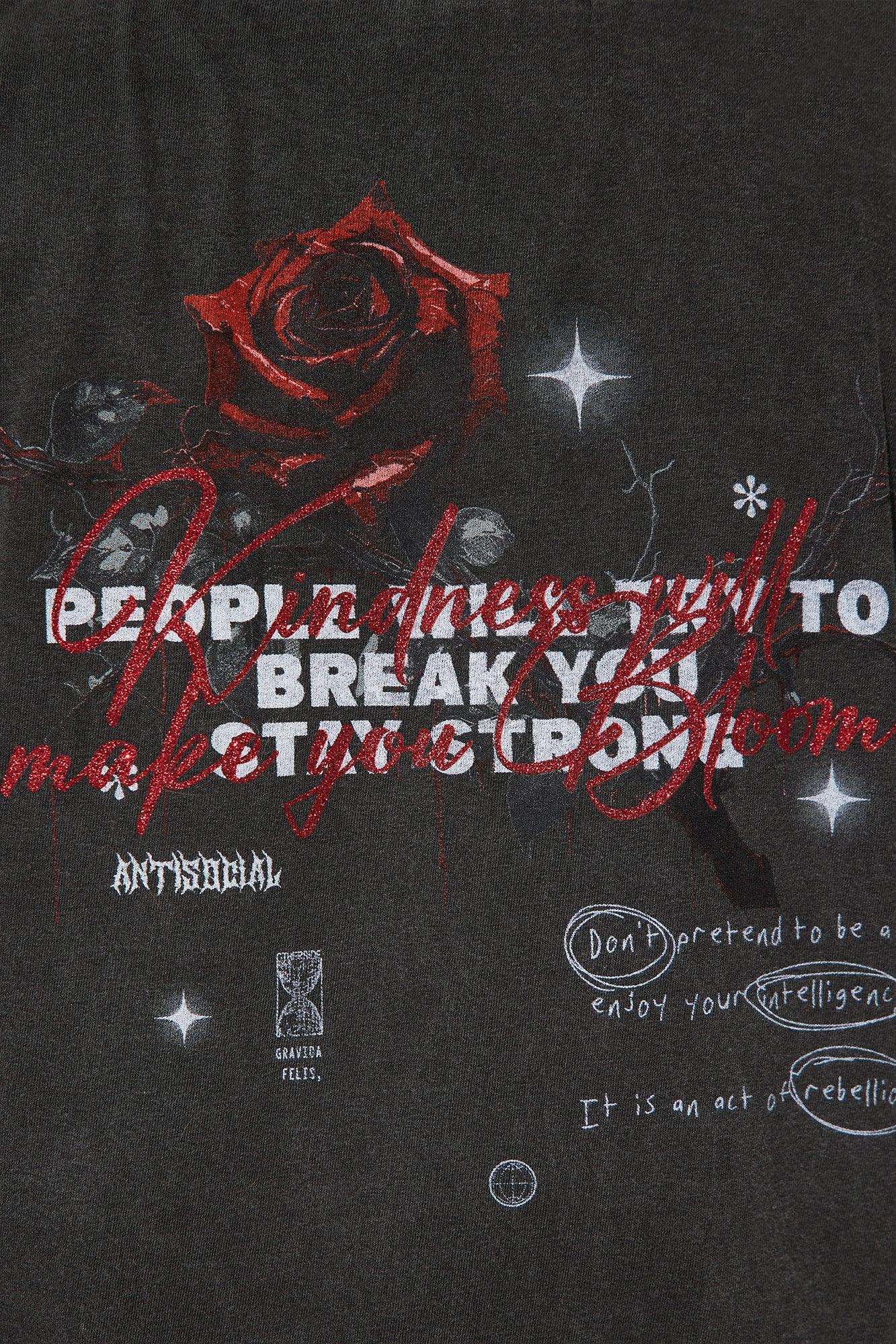 Anti Social Roses Washed Tee - Black Product Image