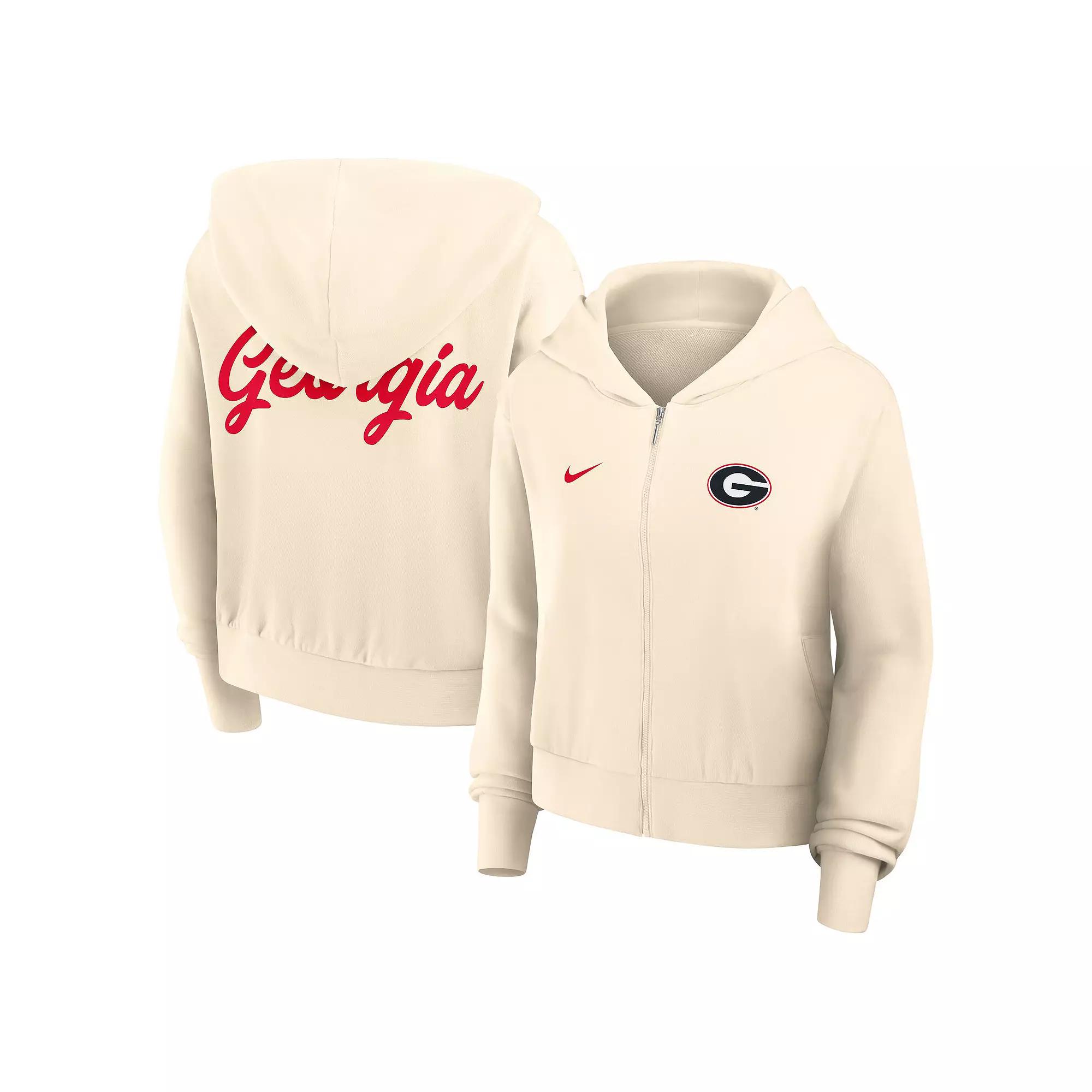 Women's Nike Cream Georgia Bulldogs Chill Midi Full-Zip Hoodie,  Product Image