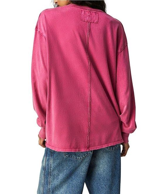 Free People Fade Into You Scoop Neck Long Sleeve Front Pocket Tee Shirt Product Image