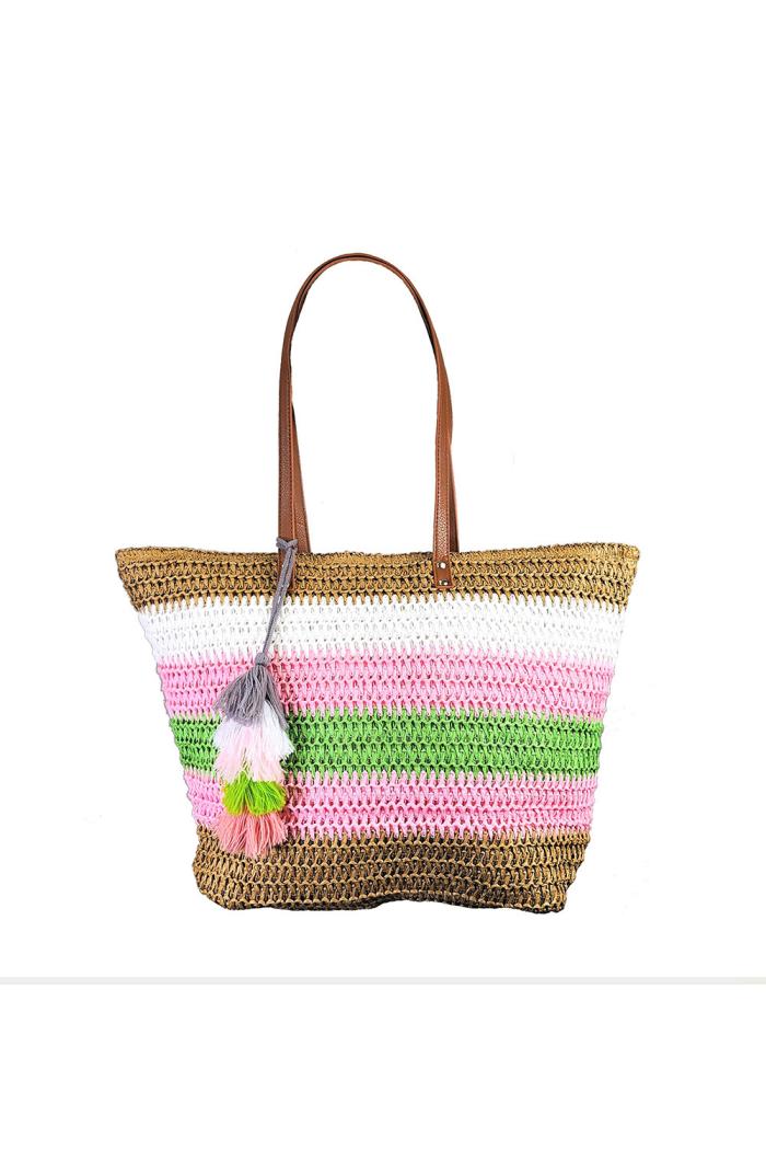 Straw tassel tote Product Image
