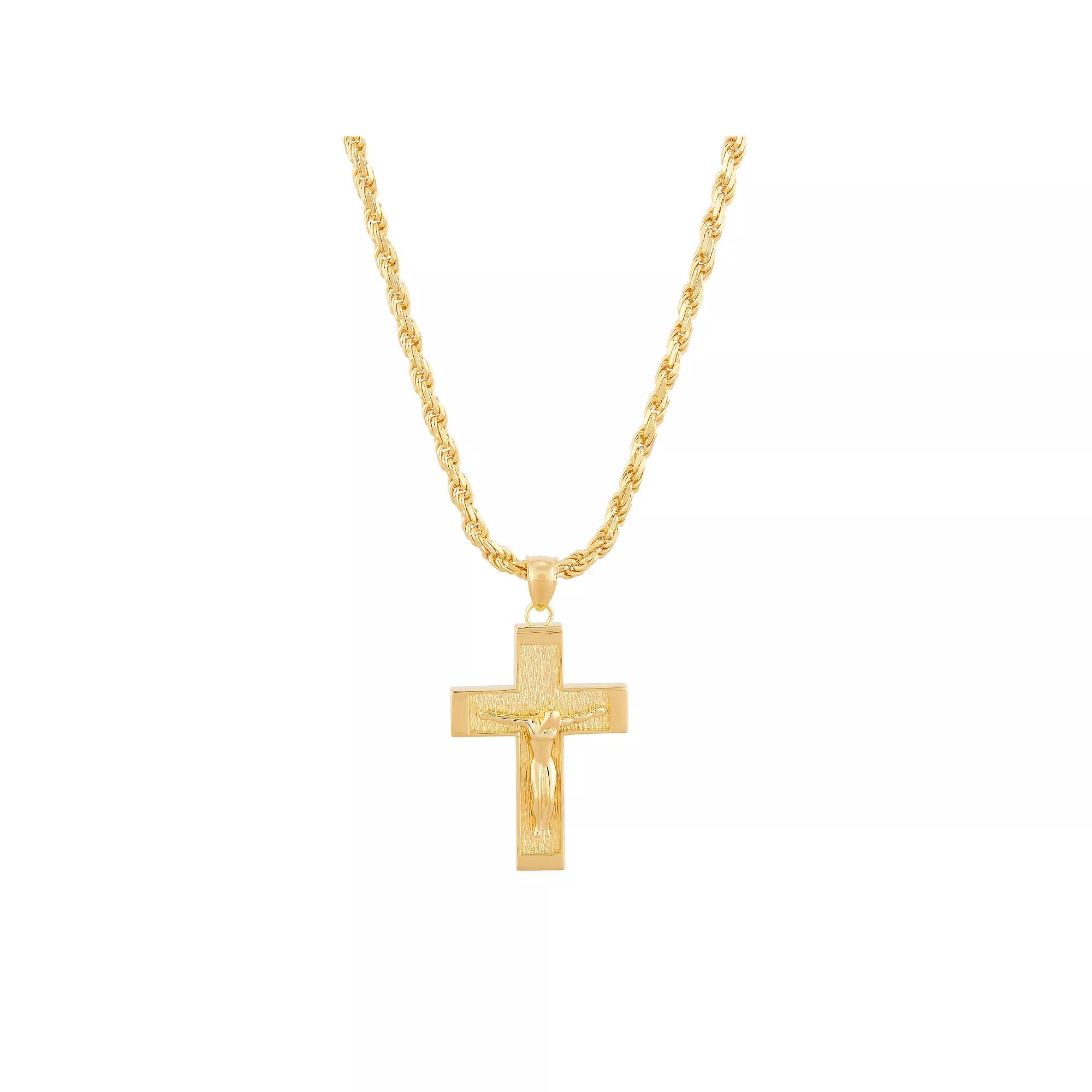 Everlasting Silver 18k Gold Over Silver Crucifix Cross Pendant Necklace, Women's, Size: 24", Gold Tone Product Image