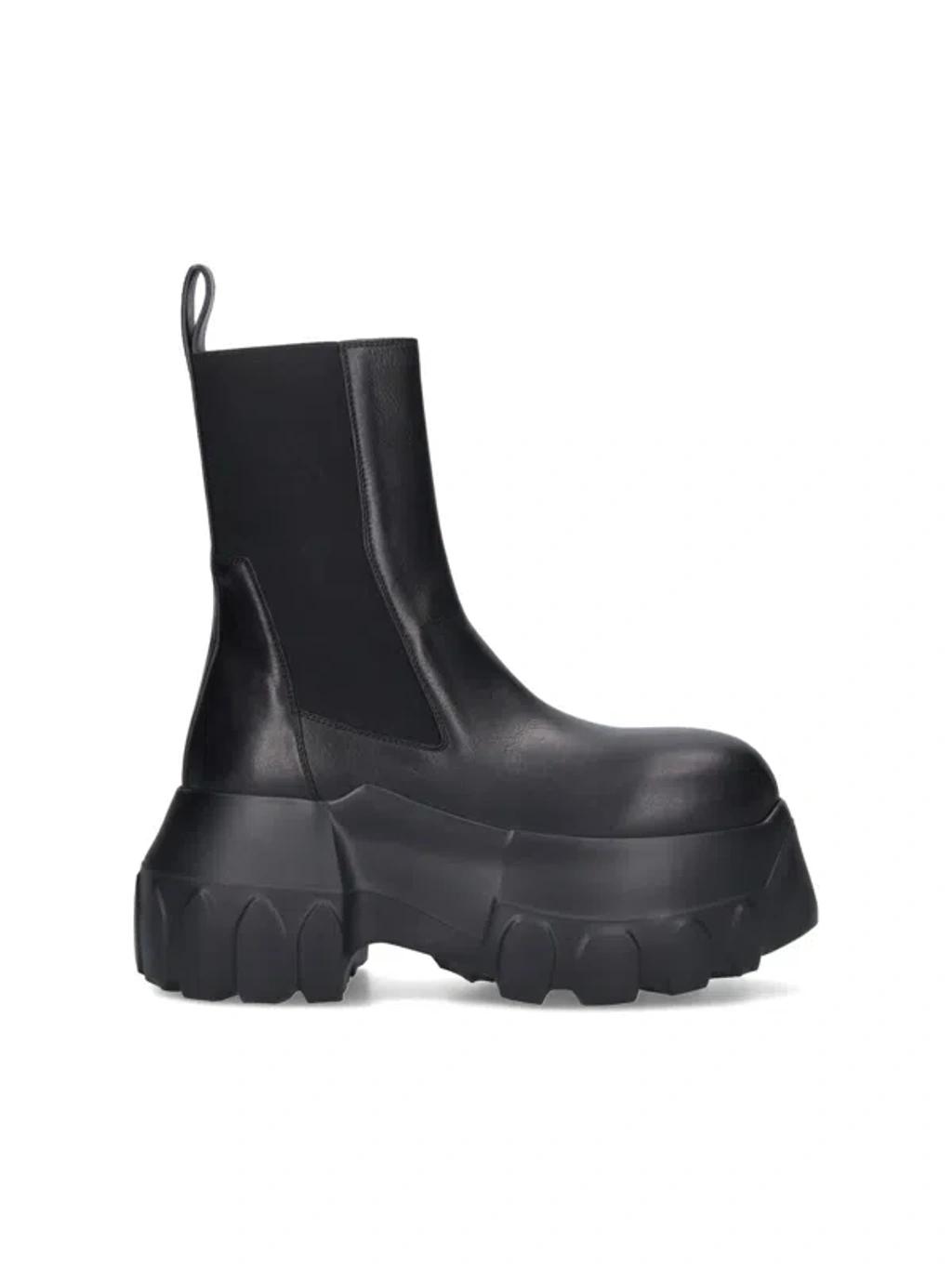 RICK OWENS Beatle Mega Tractor Leather Chelsea Boots In Black Product Image