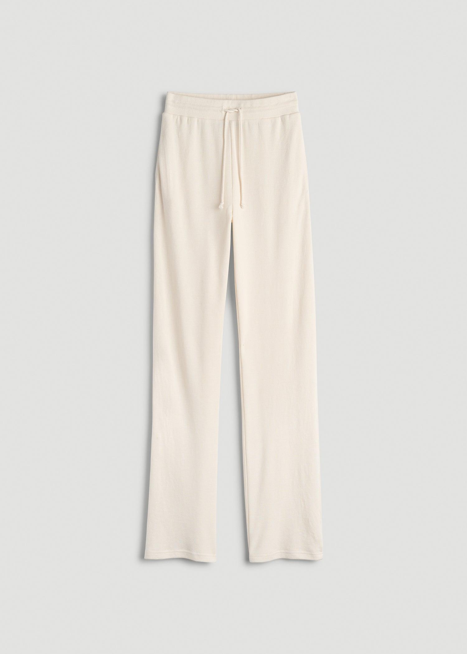 Open-Bottom Waffle Lounge Pants for Tall Women in White Alyssum Female Product Image