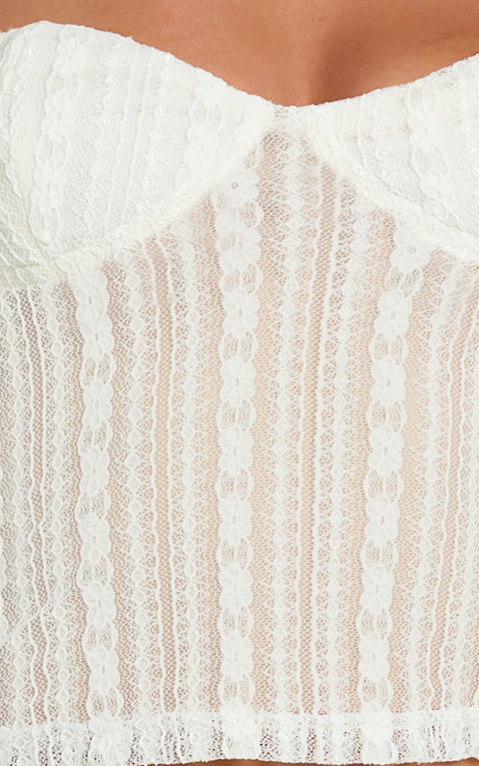 Arianne Top - Lace Halter Sweetheart Bustier Top in Ivory Product Image