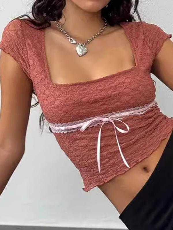 Lace Short Sleeve Tee Product Image